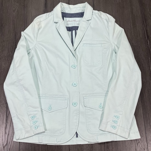 Eddie Bauer Jackets & Blazers - Eddie Bauer Jacket Women Seafoam Blue Legend Wash Collared Sz 14 Military Safari